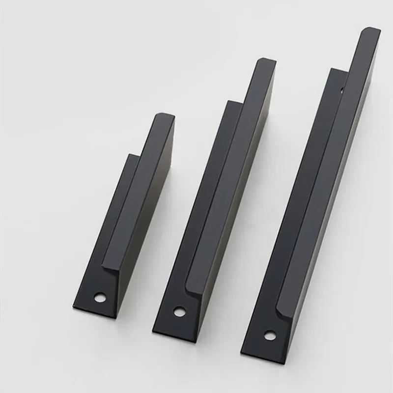 KK&ampFING Aluminum Alloy Black Silver Hidden Cabinet Door Handles Kitchen Cupboard Pulls Bedroom Furniture Handle Hardware |