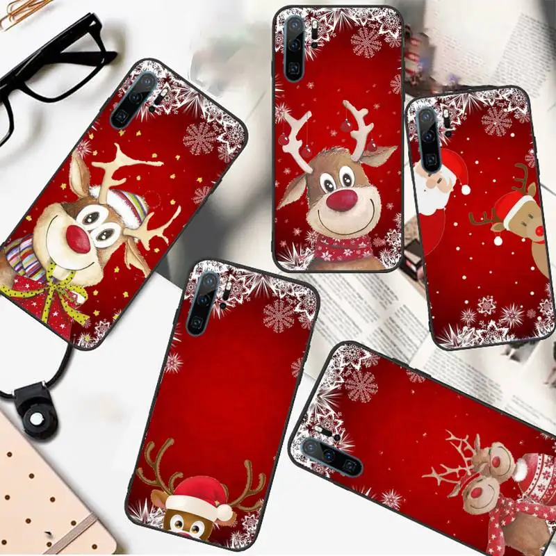 

Christmas New Year Deer Phone Case For Huawei honor Mate P 10 20 30 40 i 9 8 pro x Lite smart 2019 nova 5t