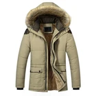 Зимняя одежда Мужская бархатная ткань меховой воротник пальто из толстого хлопка зимняя куртка большого размера мужской длинная парка с капюшоном, хаки пальто для мужчин 4xl 5xl