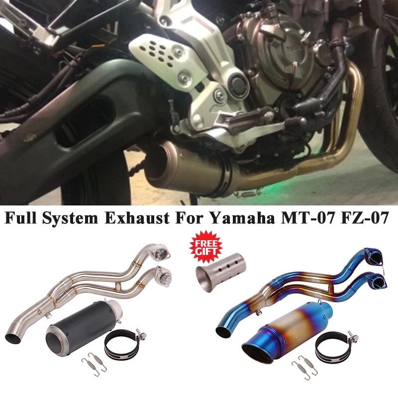 

Полная система мотоцикла GP выхлопной Escape глушитель для Yamaha MT-07 FZ-07 MT07 модифицированный углеродный глушитель дБ убийца передняя Труба