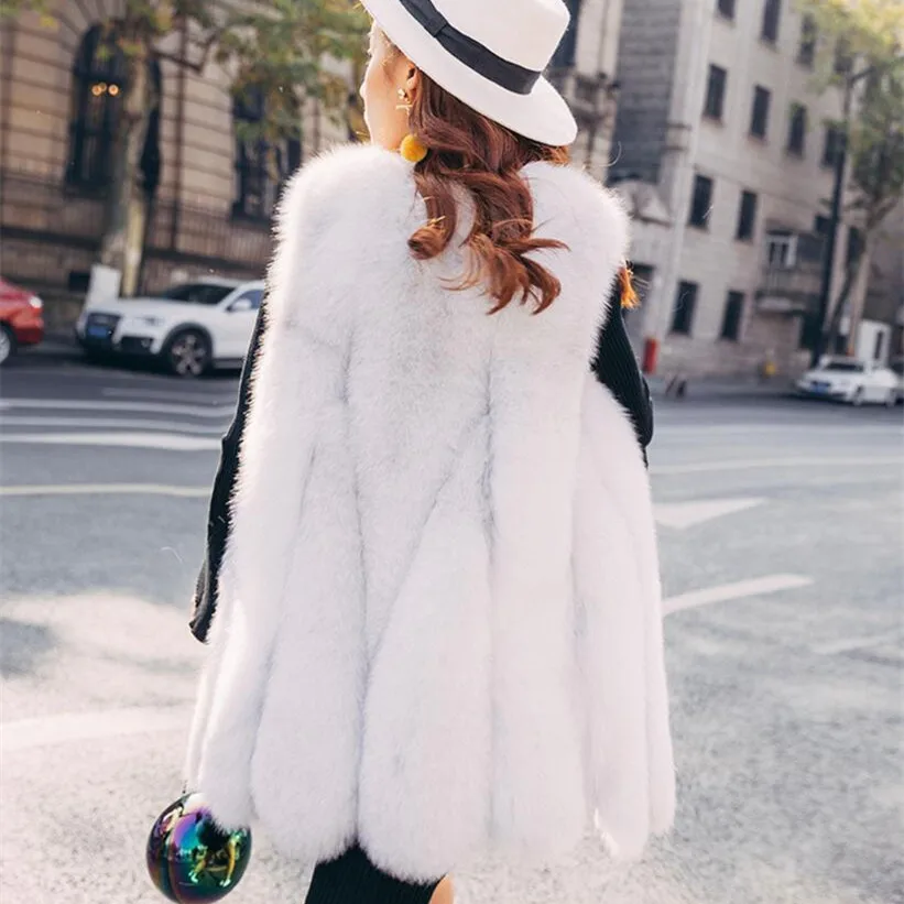 

High Quality Fur Vest Coat Luxury Faux Fox Winter Warm Furry Womens Coat Vests Fashion Elegant Furs Coats Jacket Plus Size 4XL