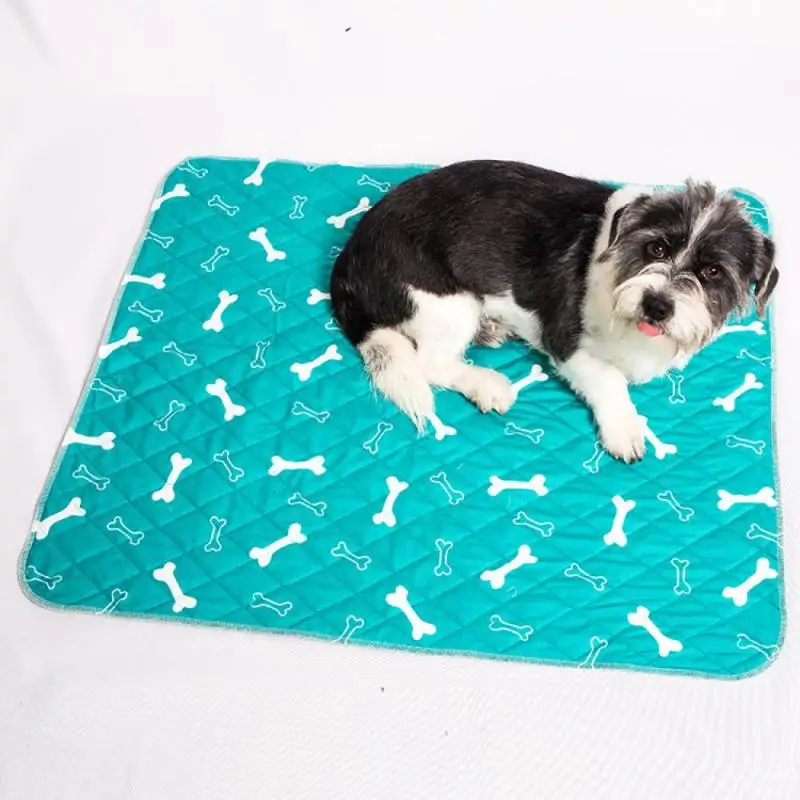 

Bone Print Pet Pee Pad Washable Durable For Cats & Dogs S-L Sizes Non-Slip Three-layer Water Absorbent Mat