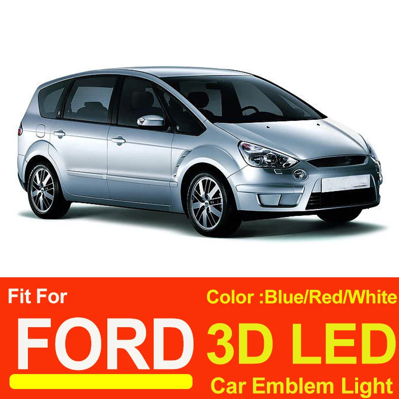 

3D Car Decoration Lamp 14.5cm*5.6cm Trunk Boot Emblem Light Auto Badge Covers Sticker for Kuga Fusion Fiesta Transit Ranger