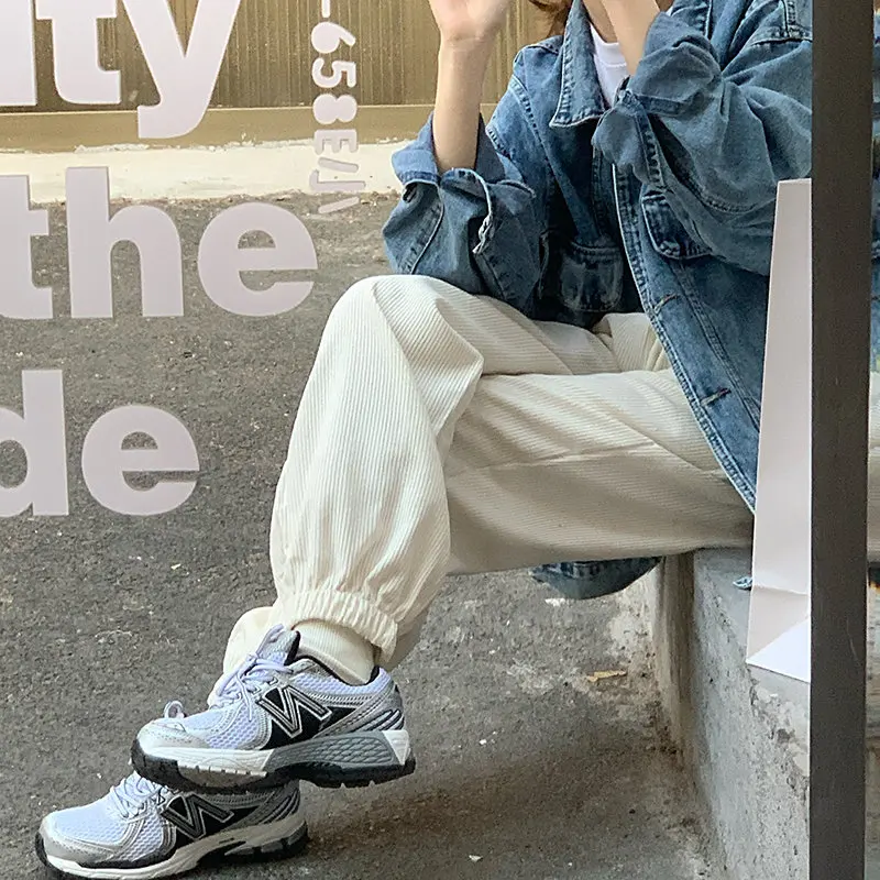 

HziriP Elastic-Waist Casual Trousers Solid Sports All Match 2021 Female Korean Brief Loose Streetwear High Waist Women Pants