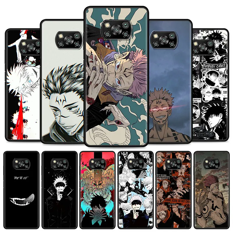 japanese anime jujutsu kaisen phone case for xiaomi poco x3 nfc m3 pro 5g f3 gt mi 11 lite 10t 9t a2 cc9 cover black soft coque free global shipping