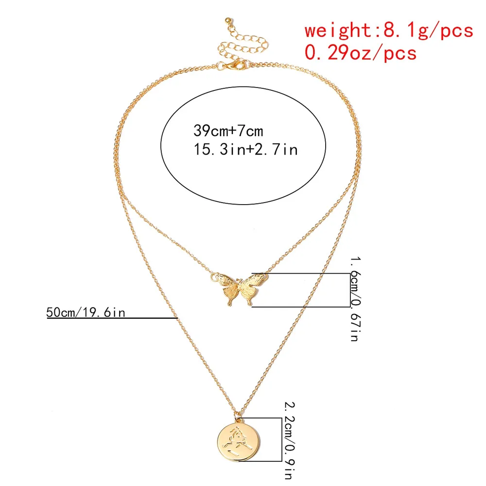 

Simple Cute Animal Butterfly Clavicle Chain Necklace for Women Disc Pendant Layer Necklace Party Charm Exquisite Jewelry