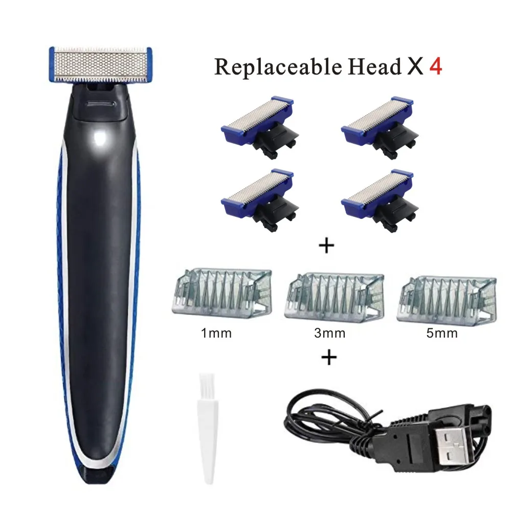 shaver with 4 heads Бритва электрическая моющаяся перезаряжаемая машинка бритва триммер для бороды для мужчин - Цвет: shaver with 4 heads