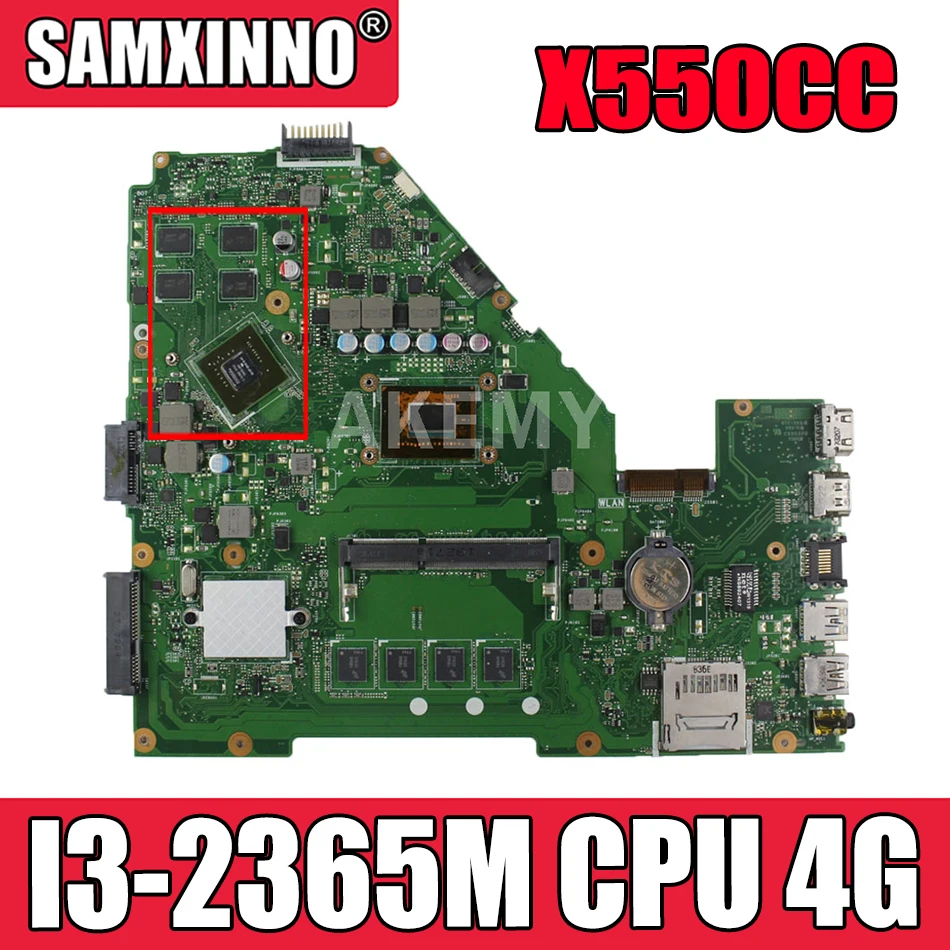

Akmey X550CC For Asus X550CA R510C Y581C X550C X550CL laptop motherboard I3-2365M CPU 4G tested 100% work original mainboard