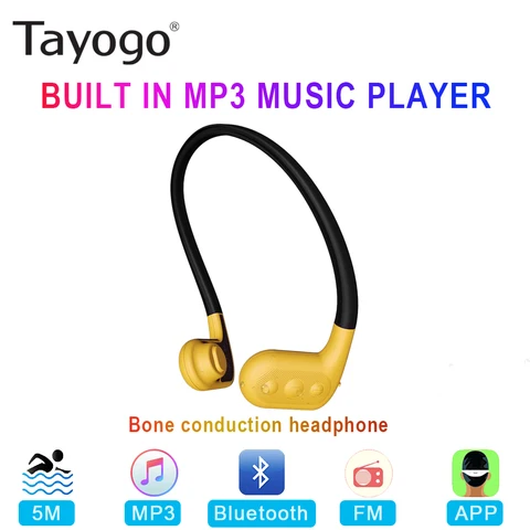 Tayogo Bluetooth плавание костной проводимости наушники с FM радио IPX8 водонепроницаемый mp3-плеер