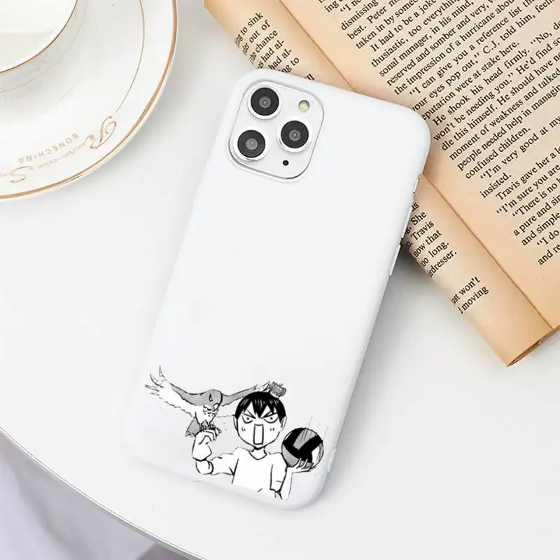 

Cute Japan Anime Oya Haikyuu Phone Case Candy Color White for iPhone 11 pro XS MAX 8 7 6 6S Plus X 5S SE 2020 XR