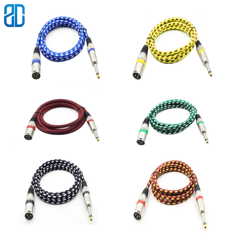 6.35mm to Canon 3Pin Male Female Microphone Amplifier Audio Mixer Colorful Extension Cable Cord DMX512 Sign 3M | Электроника