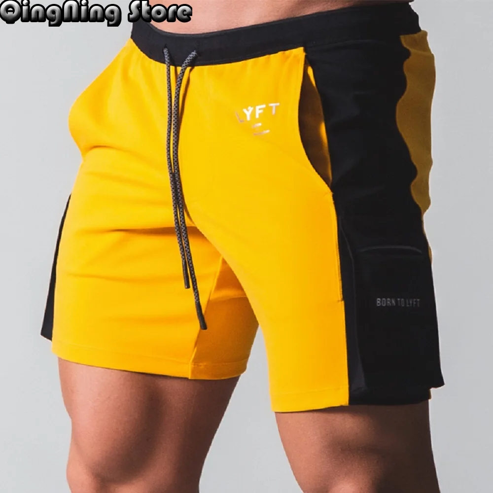 

Fitness Running Sport Shorts Men Running Two-Color Stitching Five-Quarter Board Short Gym Workout Basketball Training Shorts Men