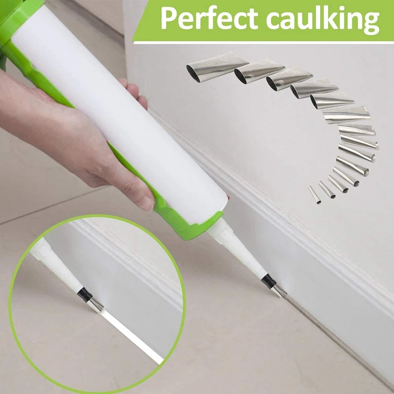 

14-Piece Stainless Steel Nozzle,3 in 1 Spray Tool - Kitchen Bathroom Window Sealant Spray Tool, Sink Connector