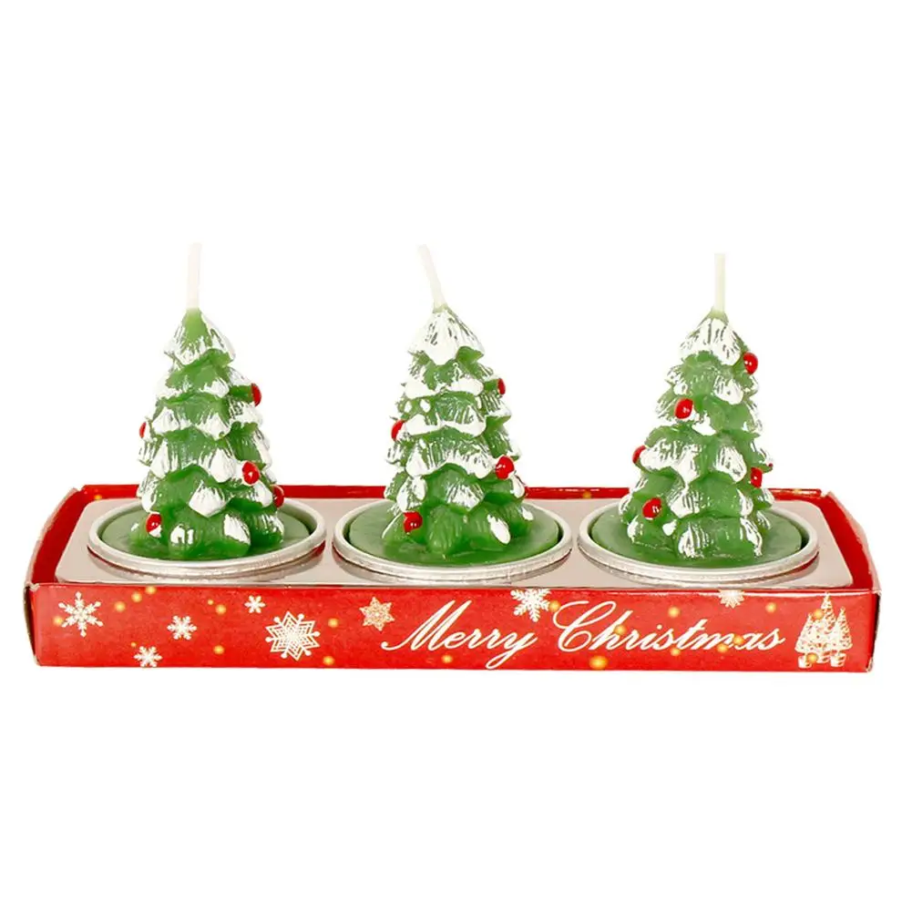 

3Pcs/Set Christmas Candles Santa House Snowman Xmas Tree Paraffin Candles Wedding Party Festival Decoration Candles Decor Light