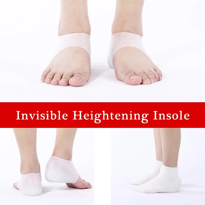 Invisible Super Elastic Heightening Insole Bottom Breathable Silicone Men/women Bionic Heel Cover Half Pad Insole 2-9