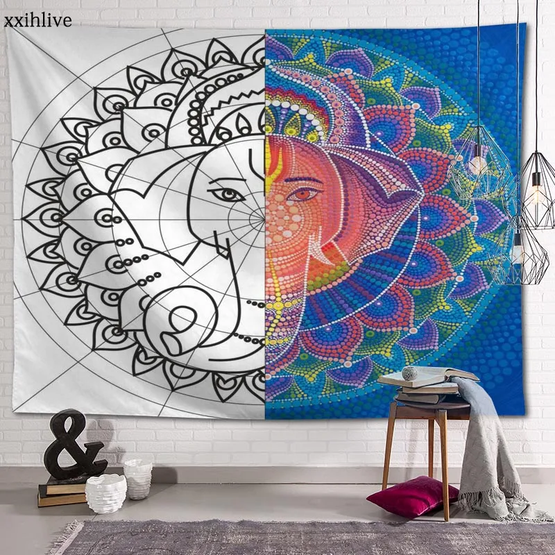

Psychedelic Art Mandala Tapestry Customizable Bohemian Wall Hanging Room Carpet HD Tapestries Art Home Decoration Accessories