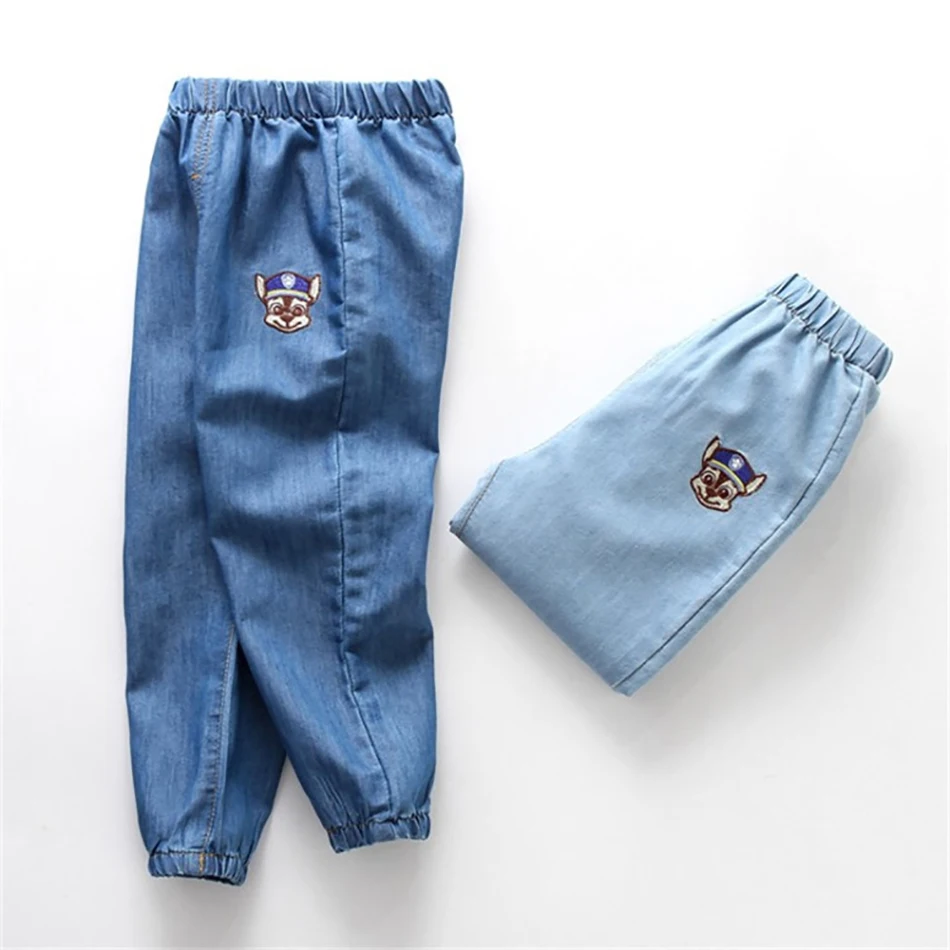 Детские штаны с мультяшным принтом модные джинсы со средней талией для девочек