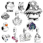 Женский браслет из серебра 925 пробы, с подвеской в виде сердца