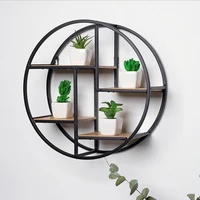 fashion wall mounted iron shelf round floating shelf wall hanging storage holder rack for home living room office decoration
