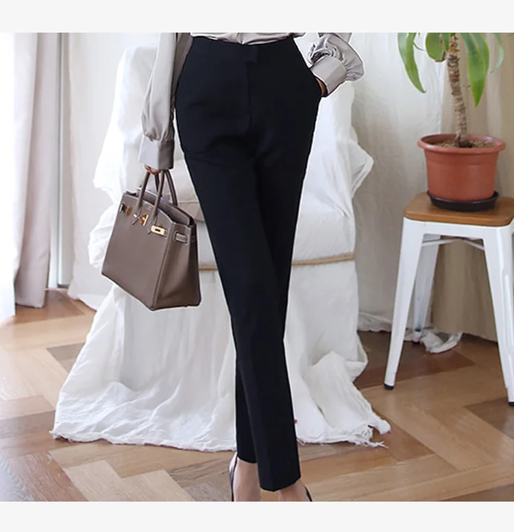 Женский официальный костюм из 2 предметов модная серая шифоновая блузка с рукавом фонариком и бантом черные