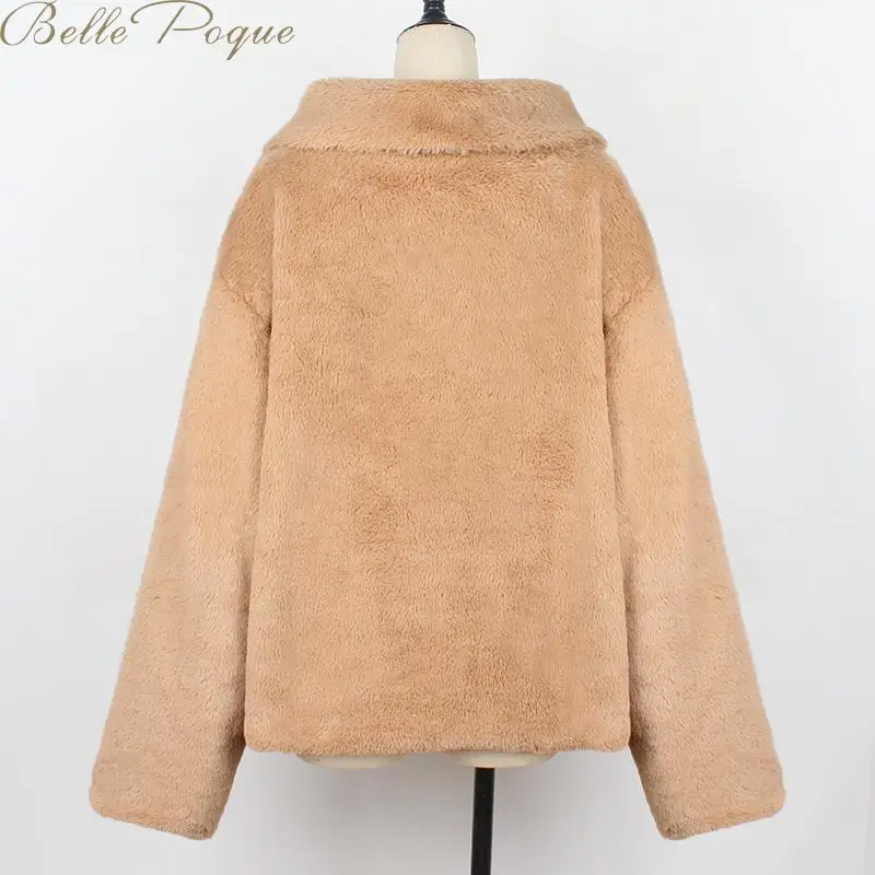 Belle Poque элегантное мохнатое пальто из искусственного меха 2019 уличная одежда Осень