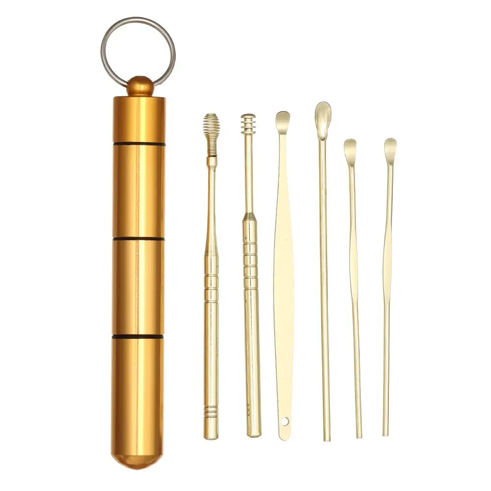 

6pcs New Portable Ear picking tool set Spin Design Ear Pick Cleaner Tools Ear Wax Removal Kit Stainless Steel