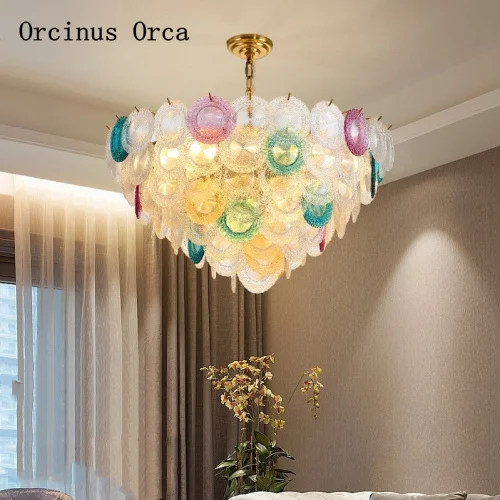 

Цветная стеклянная люстра в стиле пост-модерн, роскошная романтическая креативная хрустальная люстра для гостиной, столовой, спальни