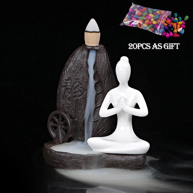 Курильница Керамика йога девушка курильница с обратным потоком благовония