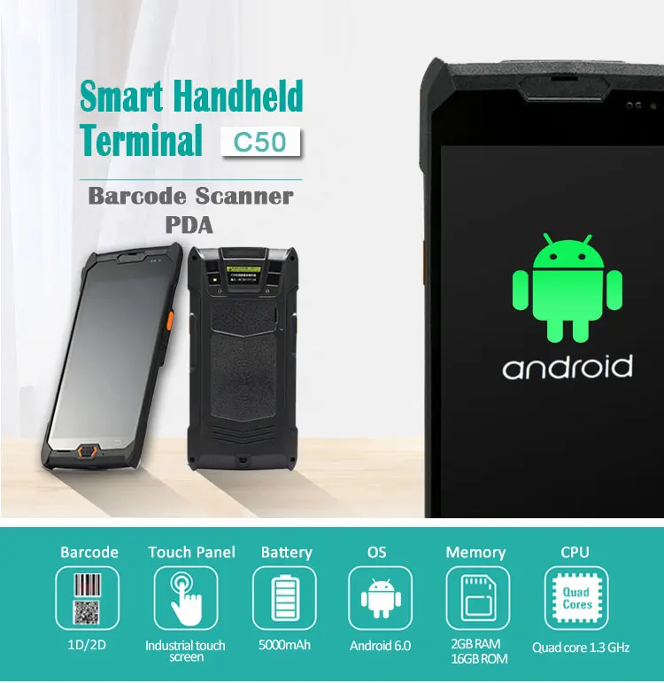 Android КПК ручной 5 дюймов сенсорный экран NFC карта IP67 мобильный pos-терминал