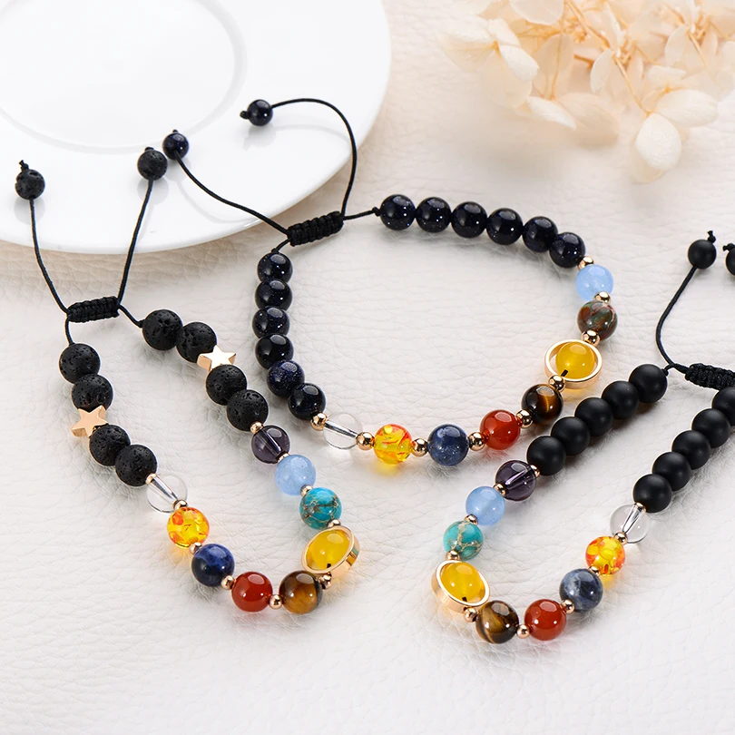 Universe Yoga Buddha Beads Bracelet Natural Stone Solar System Nine Planets Men Jewelry for Women Gifts Drop Shipping | Украшения и