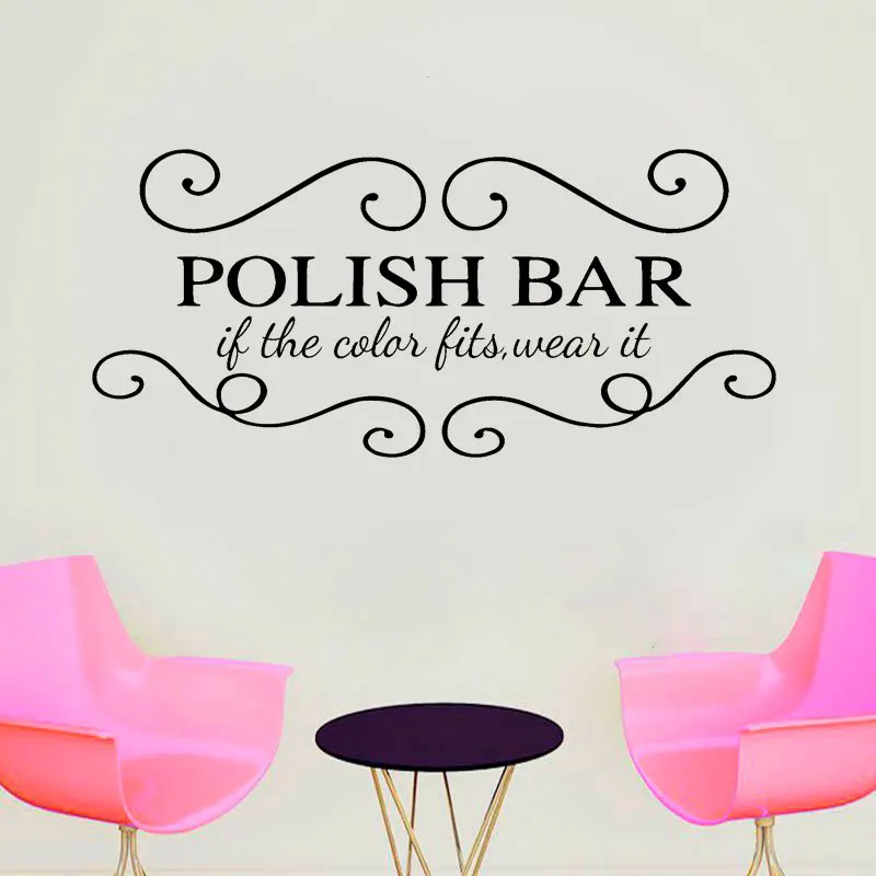 Nails Art Виниловые наклейки на стену для салонов красоты и маникюра Съемный Настенный декор для гостиной и спальни F916