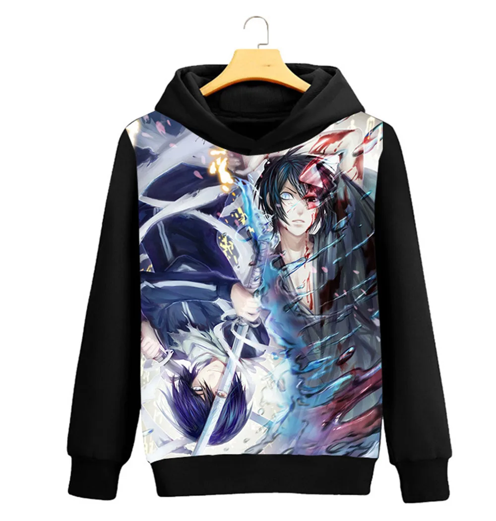 Толстовка Noragami Yato с рисунком аниме для косплея унисекс Черная длинным рукавом Iki