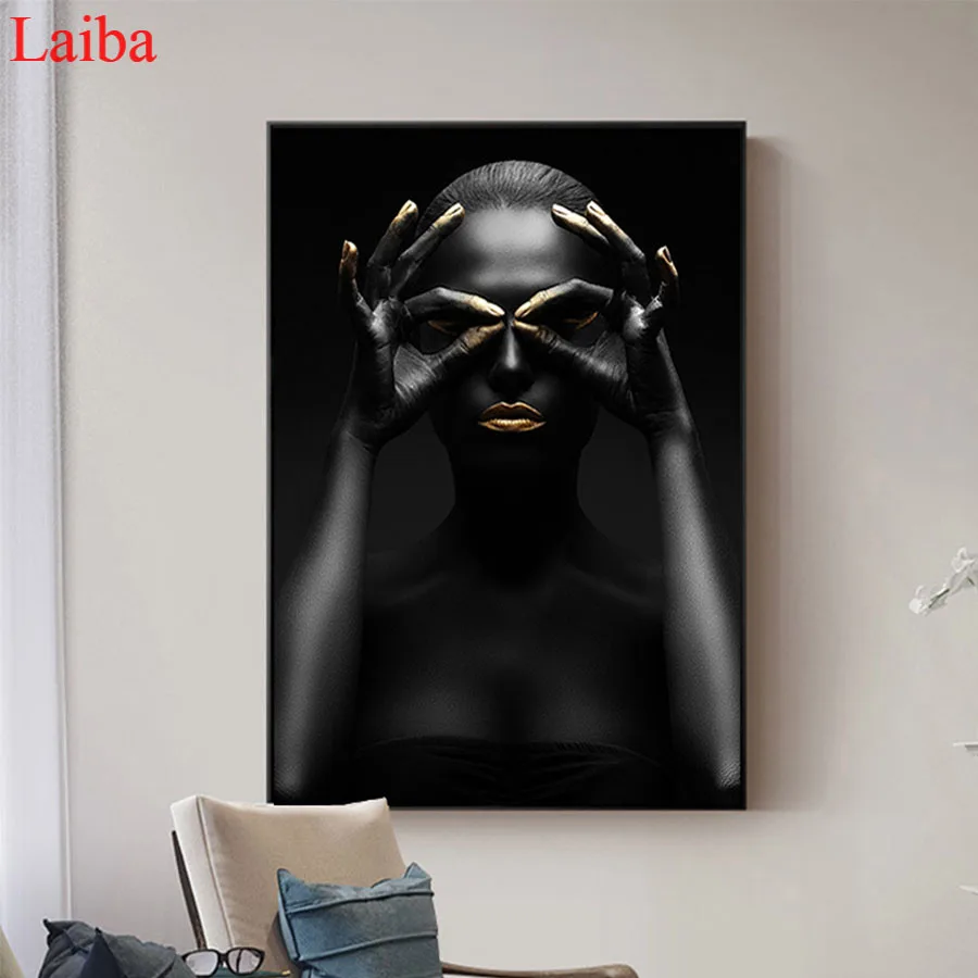 

Full square round diamondFashion black woman African woman painting diamond embroidery 5D rhinestone mosaic diamond inlaid