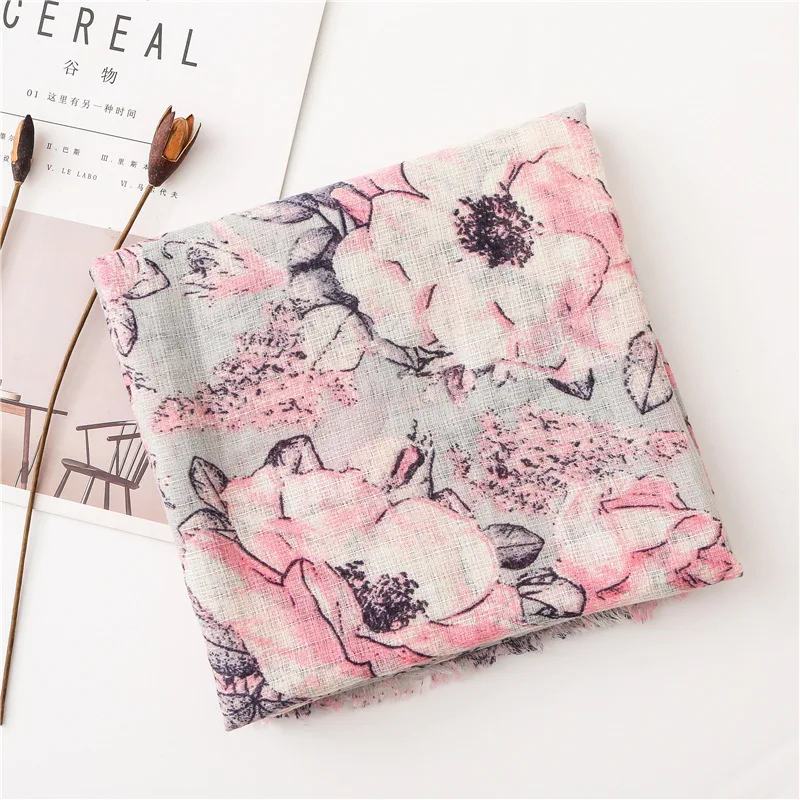 Женский розовый цветочный шарф 2020 bobo для женщин хиджаб вискозный теплый с