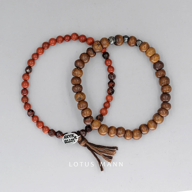 Лотос Манн старые бусины и красные камни смешанные времена защиты тигровый глаз