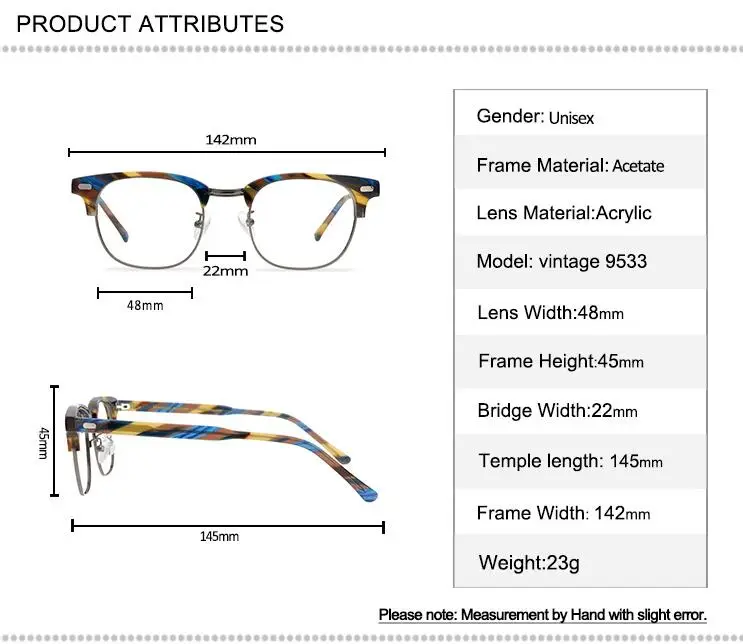 

Vintage Punk Design Glasses Frame Unisex Acetate Progressive Multi-focal Lens Optical Eyewear See Near Far Reading Eyeglasses