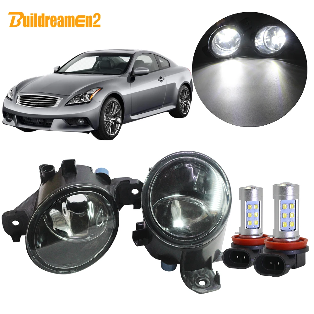 

Buildreamen2 For Infiniti G37 2010 2011 Car H11 Fog Light Assembly Lampshade + Bulb Daytime Running Light DRL 12V Styling