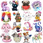 Мультяшный Кот Единорог серия наклейки утюгом Переводные виниловые термонаклейки для глажки футболки термопатчи для одежды