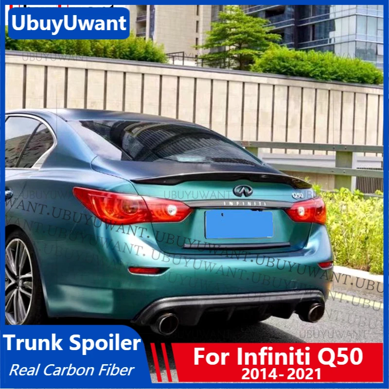 

Real Carbon Fiber Car Trunk Spoiler Wing for Infiniti Q50 2014-2021 High Quality Rear Wing Lip Spoiler Car Tail Wing Decoration