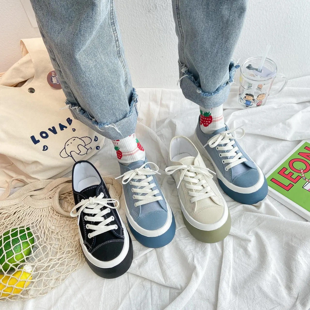 

Shoes Woman 2021 Casual Female Sneakers British Style All-Match Espadrilles Platform Creepers Round Toe Modis Shallow Mouth New