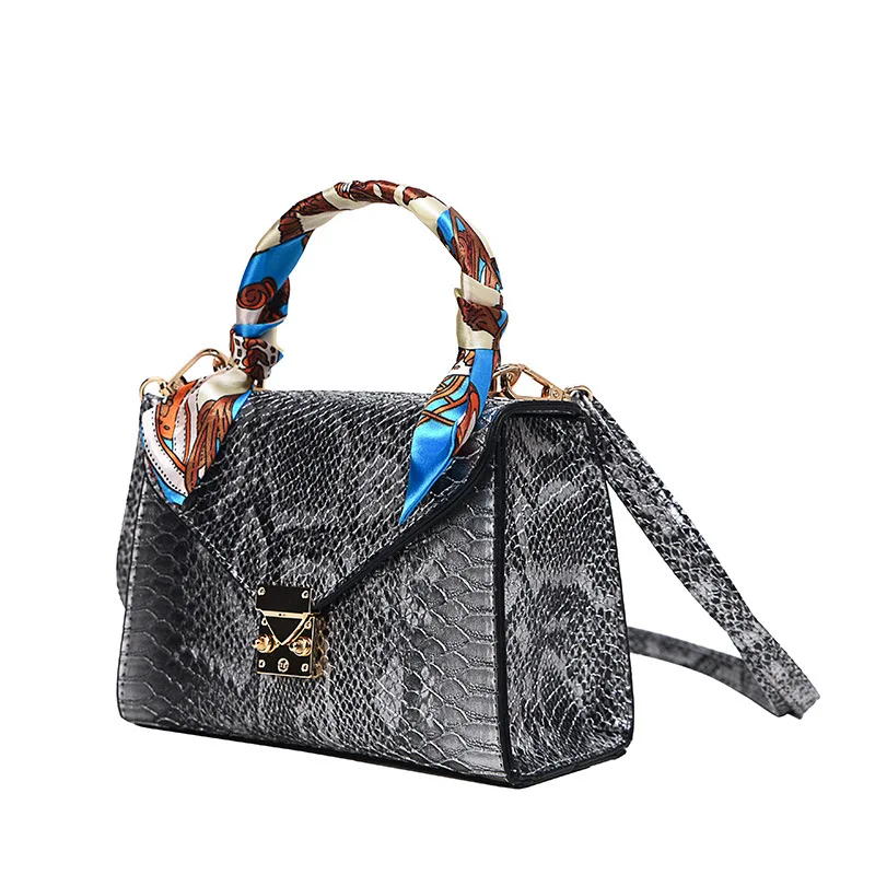 Модный женский шелковый шарф из искусственной кожи со змеиным узором сумка на