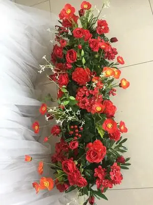 E5 Свадебный дорожный свинцовый розовый ряд цветов, Свадебный знак на сцене, искусственный цветок, украшение для дома, праздника, праздника - Цвет: E5