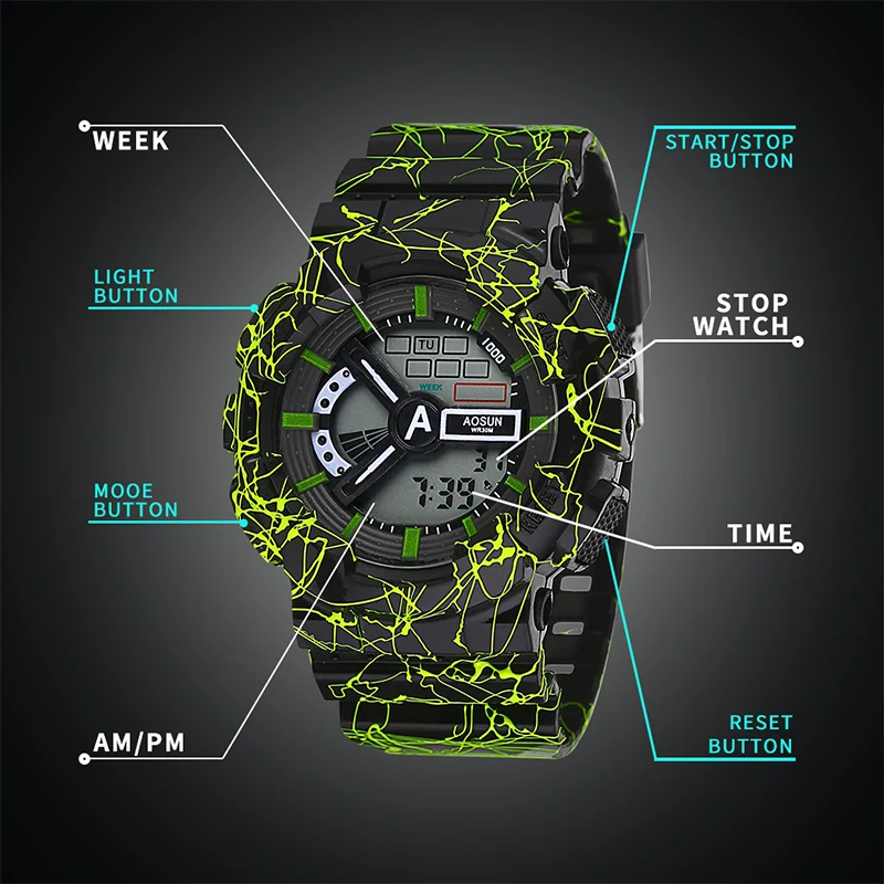 IBSO Детские Модные уличные спортивные часы мужские многофункциональные