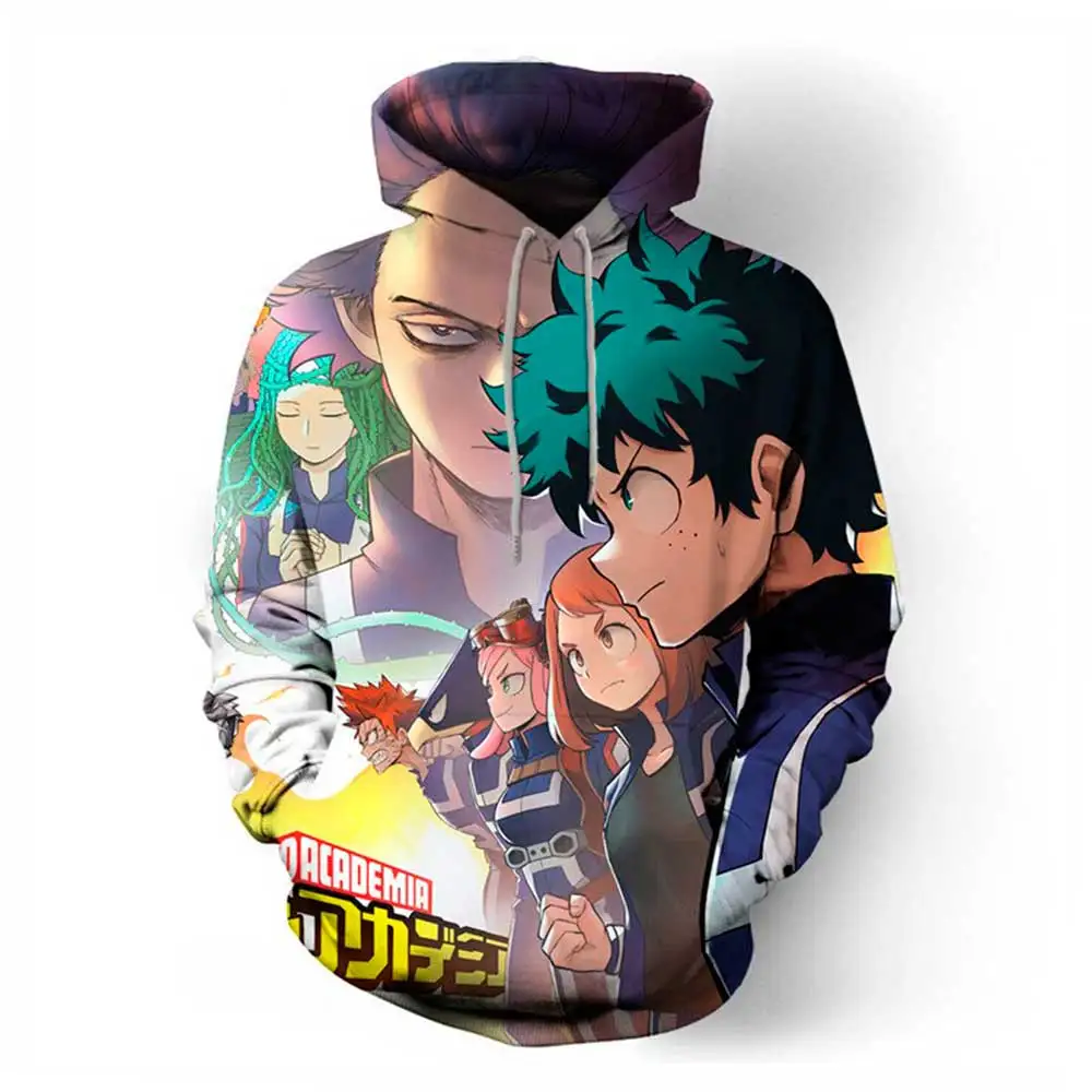 

Толстовка с капюшоном с мультяшным 3D-принтом, толстовка с капюшоном с героями аниме Моя геройская академия, мужская и женская осенняя Модна...