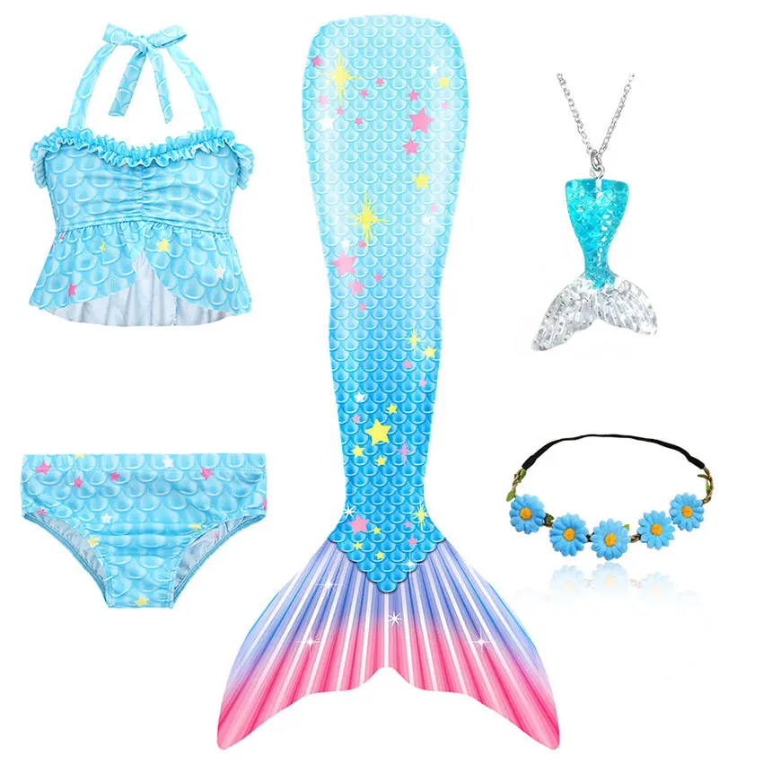 Купальный костюм для девочек с хвостом Русалочки детский купальник косплея на