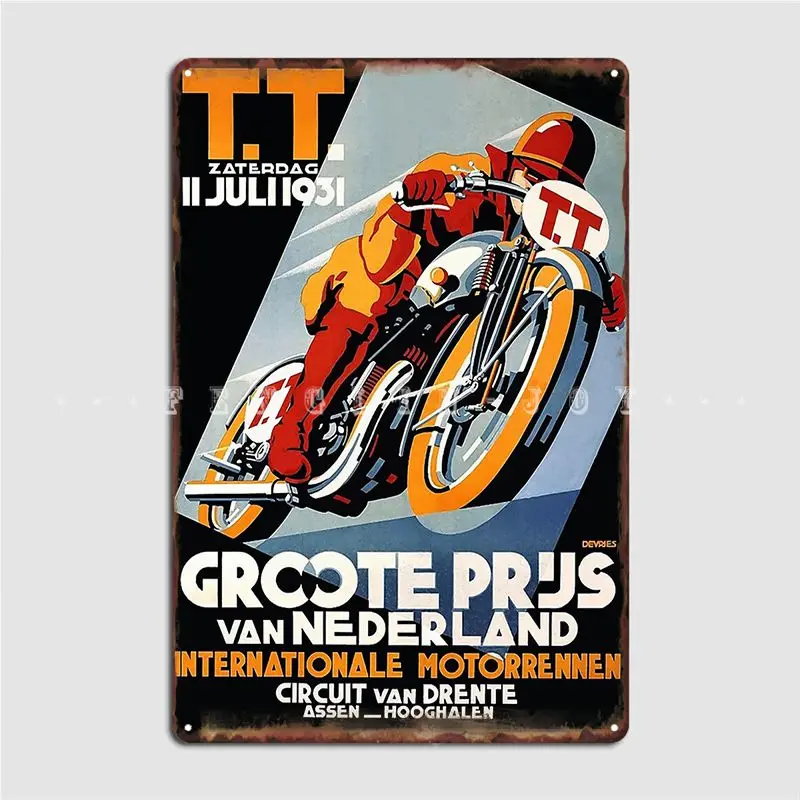 

1931 Нидерланды мотогонка металлическая вывеска Персонализированная вечевечерние клуб домашняя фотография плакаты