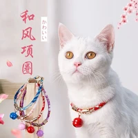 japanese style adjustable necklace pet collar hollow bell cat dog rabbit leash coleira holiday style pet decoration accessories