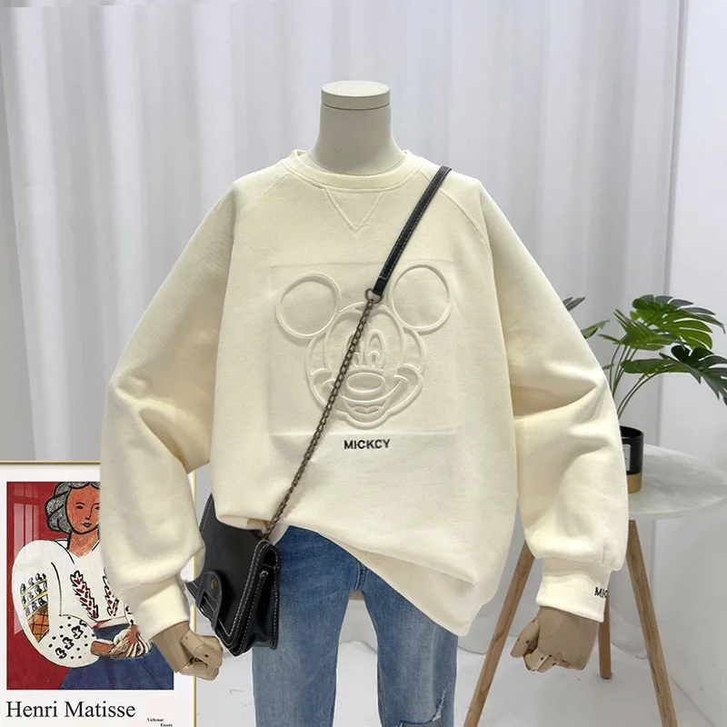 

Толстовка Женская Осенняя тонкая свободная с мультяшным рисунком Микки-Мауса