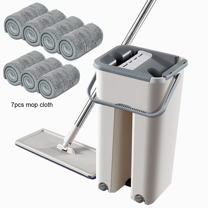 7pcs mop cloth Швабра с ведром, волшебные швабры для мытья пола, микрофибровые подушечки, влажная ручная отжима, 4 шт./7 шт./10 шт., сменная Швабра - Цвет: 7pcs mop cloth