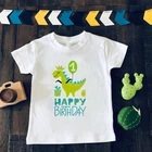 Для мальчиков мультфильм Динозавр на день рождения рубашка динозавров футболка для мальчиков с принтом с днем рождения детей динозавр номер 1  9th футболки